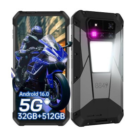 8849 Tank 4 Pro 5G Téléphone Robuste Android 16 Incassable avec Projecteur | Téléphone de Chantier, Écran 6,73" AMOLED 3K, Smart