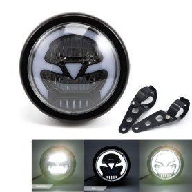 Phare moto 6.41inch LED Phare avant pour Cafe Racer bobber Chopper avec DRL (lumière blanche DRL)