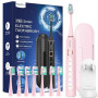 Brosse À Dent Électrique Soniques pour Adultes - Brosse A Dent Sonique avec 8 Têtes de Brosse et Étui de Voyage, 5 Modes, 90 Jou
