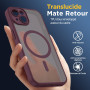 Oududianzi - Magnétique Coque pour iPhone 15 Magsafe Case, Bordeaux | Housse de Arrière Translucide Givrée PC, TPU Silicone Bump