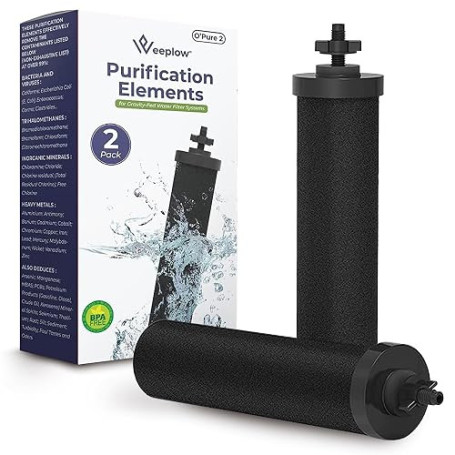 Weeplow O'Pure 2 Lot de 2 Filtres à Eau Gravité Compatible Berkey Doulton | Compatibles Weeplow, Berkey, Berkefeld, Doulton. Réd