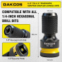 DAKCOS Adaptateur douille porte embout, carré 1/2" - embout hexagonal 1/4" | Mandrin à Libération Rapide, Adaptateur pour clé à 