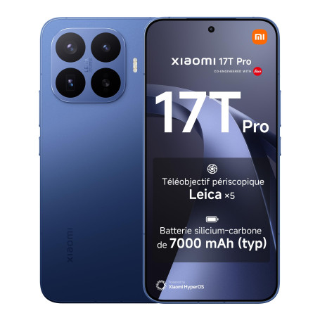 XIAOMI 17T Pro Smartphone 12 Go + 1 to Téléobjectif Leica x5 - Bleu Foncé | Écran 6,83 pouces 144Hz, batterie 7000mAh, 5G, Hyper