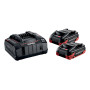 metabo Kit de Base - 2 Batteries LiHDX 4.0Ah Chargeur Rapide ASC 145 - Puissant, Durable, Technologie de Batterie 18V - Idéal po