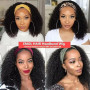 Perruque Bandeau Cheveux Femme Bresilienne Bouclée 14 Pouces Court Kinky Curly Headband Wig Human Hair 180% Densité Non Lace Fro