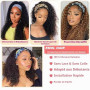 Perruque Bandeau Cheveux Femme Bresilienne Bouclée 14 Pouces Court Kinky Curly Headband Wig Human Hair 180% Densité Non Lace Fro