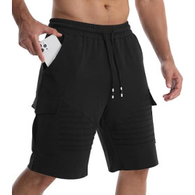 Suwangi Short pour Homme Casual Pantalon Court Cargo D'été avec 4 Poches | Taille élastique,Bermudas Décontracté Sport Running