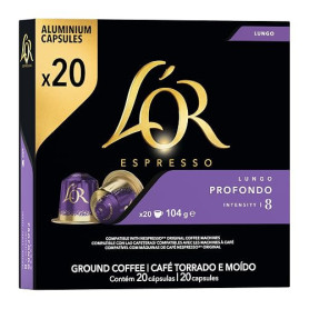 L'Or Espresso Café Profondo - Intensité 8- 20 Capsules en Aluminium Compatibles avec les Machines Nespresso