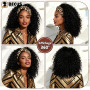 BECUS Perruque bandeau bouclée 12 pouces Noire Look naturel | Perruque avec bandeau facile à porter, pose rapide sans colle, lég