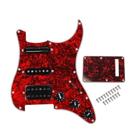 Alnicov Pickguard pré-câblée avec micro SSH pour guitare électrique - perle rouge
