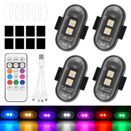 Forhome 6PCS Lumières Stroboscopiques Pour Drone 8 Couleurs Stroboscope Voiture étanche LED Strobe Drone Light Sans Fil Avec Tél