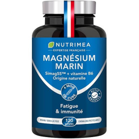 Magnésium Marin + Vitamine B6 | Breveté Simag55™ | 150 mg/jour | Origine 100% Naturelle | Combat Efficacement la Fatigue | 120 G