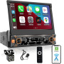 Alondy Autoradio 1 Din avec écran tactile (7" Motorisé Rétractable) Compatible avec [wireless] Apple CarPlay/Android Auto Blueto
