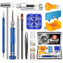 JOREST Kit Outil Montre,Kit Changement Pile ,Chasse Goupille ,Outil Montre Bracelet,Tournevis Reparation,Ouvre Boitier,Montre De