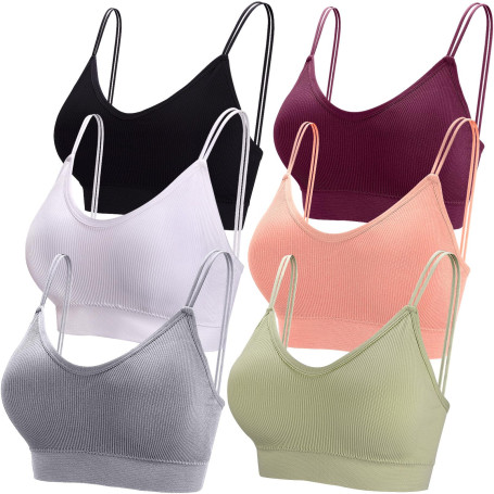 BQTQ 6 Pièces Soutien-Gorge Camisole Bralette avec Rembourré pour Femme | Bralette avec Rembourré, Soutien-Gorge sans Couture Br