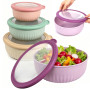 Gyism Lot de 4 saladiers avec couvercle, sans BPA, empilables, pour lave-vaisselle, micro-ondes, congélateur, 0,6/1,25/2,25/3,6 