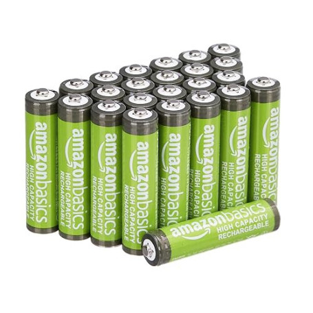 Amazon Basics Lot de 24 piles rechargeables AAA NiMH haute capacité, 850 mAh, 1,2 V, rechargeables 500 fois, préchargées