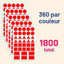 1800 Pieces - Gommettes Autocollantes Formes Géométriques (Cercle, Triangle, Carré, Rectangle) - 5 Couleurs