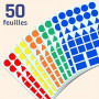 1800 Pieces - Gommettes Autocollantes Formes Géométriques (Cercle, Triangle, Carré, Rectangle) - 5 Couleurs