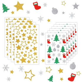 Coicok 394 Pièces Autocollants Paillettes Noël, Autocollantes, Noël Stickers, Gommettes, Stickers Noel Scrapbooking, Calendrier