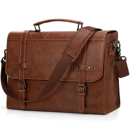 RAINSMORE Sacoche Ordinateur Homme 17.3 Pouces Cartable Homme Cuir PU | Imperméable Sac à Bandoulière Mallette Document Homme po