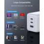 NOVOO 100W Chargeur USB-C Rapide，Prise USB C à 3 Ports, Adaptateur Compatible avec iPhone 16 Plus Pro Max, Galaxy PPS 45 W, S24