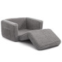 BEJOY Fauteuil Enfant Convertible en Canapé-lit 2-en-1 Sherpa Doux, Cadeau Parfait pour Anniversaire et Fête des Enfants, Gris
