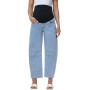 Gowjog Jean Grossesse Femme Barrel Taille Haute Baggy | Pantalon Grossesse, Longueur Cheville, Jambes Larges, Avec Poches, Mater