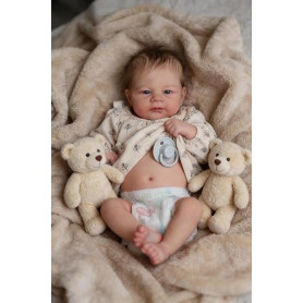 Zero Pam Réaliste Bébé Reborn Fille, 43CM Bebe Reborn Silicone Corps Complet, Silicone Poupée Nouveau-né Fille en Les Yeux Ouver