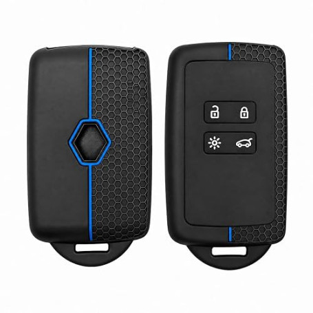 Lot de 2 Coques de clé de Voiture pour Renault Clio, Silicone TPU Étui | 4 Boutons, Noir Anti-Rayures Etanche Poussière Protecte
