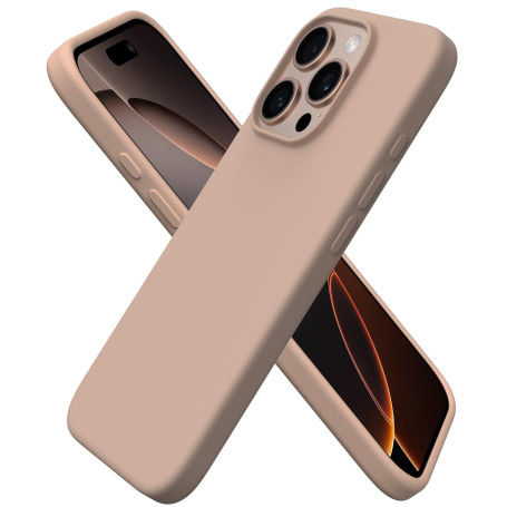 ORNARTO Coque pour iPhone 16 Pro Silicone (Titane Sable) | en Silicone Liquide, Protection Antichoc Complète, Intérieur Doux en 