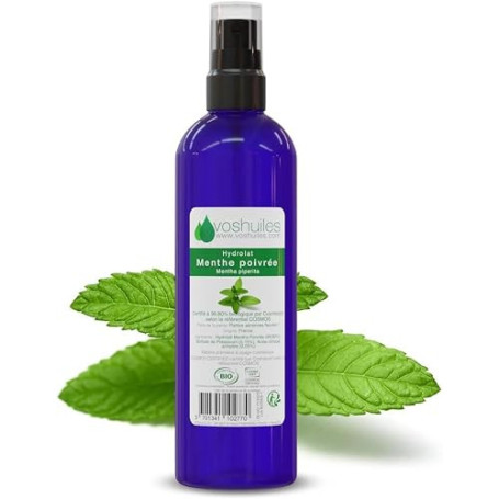 VOSHUILES - Hydrolat Menthe Poivrée 100ml | Naturel - Fraîcheur vive, teint éclatant & pureté cutanée - Matière première à dilue