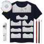 Guide De Règle De T-Shirt, 8 Pièces Règles D'alignement pour T-Shirt En PVC avec Mètre Ruban De 1,5 m, 40 Aiguilles, 3 Crayons D