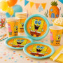 Bob l'Éponge Décoration Anniversaire, 8 Assiettes + 8 Gobelets | Bob l'Éponge Anniversaire Enfant, Vaisselle Anniversaire avec 8