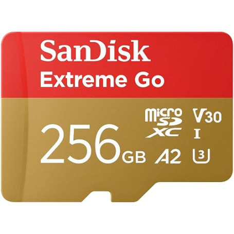 SanDisk Extreme Go 256 Go Carte microSDXC+Adaptateur SD (pour Android Smartphone, Tablette, Action Cams, Drones, UHS-I, jusqu'à