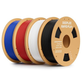 DEEPLEE Filament PLA+ Rapide 1.75mm Noir Blanc Rouge Bleu 4kg | Bobine Rapid PLA Plus Filament 1.75 Imprimante 3D FDM, Haute Vit