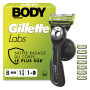 Gillette Labs Body + Intimate Rasoir Intime Homme, 8 Cartouches, Noir | Conçu pour le Rasage du Corps et du Pubis, Lames avec un