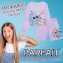 Disney Stitch Ensemble Survêtement Fille et Ado 2 Pièces Sweatshirt à Col Rond et Short Fille avec Poches Loungewear Set Confort