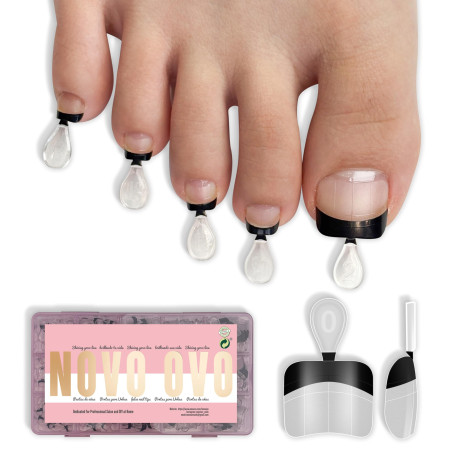 NOVO OVO Lot de 240 faux ongles d'orteils ronds en gel souple avec lignes de guidage d'alignement, faux orteils transparents pré