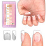 NOVO OVO Lot de 224 faux ongles blancs courts carrés courts et carrés - Zone adhésive - Pour gel souple et acrylique - Unisexe -