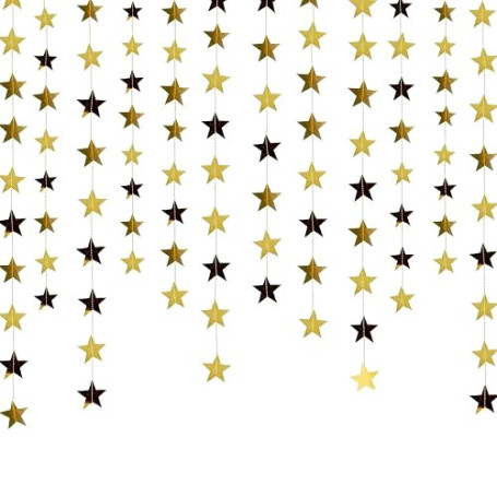 65 Pieds Forme d'étoile Papier Guirlande Probuk 5 * 4m Doré Bannière de Guirlande en Papier D'étoiles à Suspendre Réfléchissante