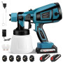 Jradse Pistolet à Peinture sans Fil, Pistolet à Peinture Électrique HVLP pour Clôtures avec 2 Batteries de 3000 mAh, 5 Buses et