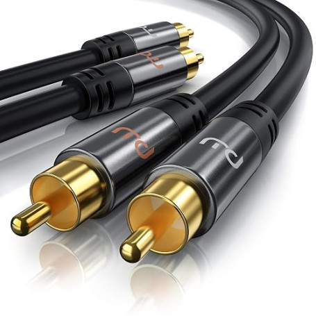 CSL Câble RCA Audio Stéréo 0,5 m, Câble Cinch Coaxial 2 x RCA Mâle vers Mâle, Double Blindage, Fiches Plaquées Or, Cuivre OFC sa