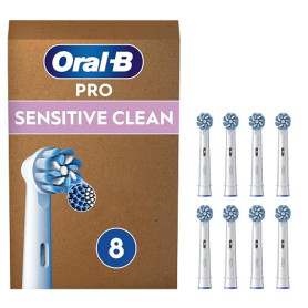 Oral-B Brossettes de Rechange Sensitive Clean, lot de 8, Blanches | Recharges Brosse à Dents Électrique Pro avec des Brins Ultra