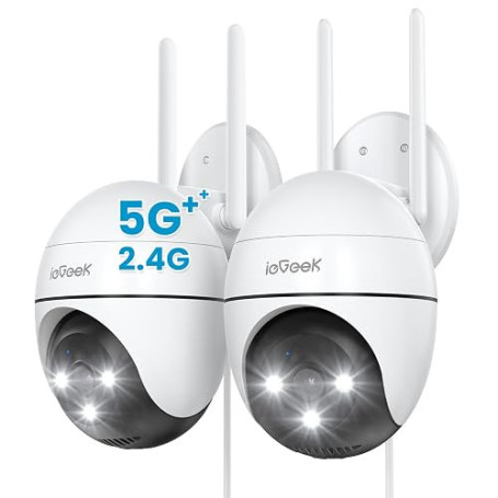 ieGeek 2K Caméra de Surveillance Extérieur 360°, Caméra Extérieur 2.4G/5Ghz | 3MP Camera IP Enregistrement 24h/7, Suivi Automati