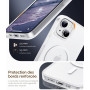 Opkiegrn Coque pour iPhone 13/iPhone 14 avec 2 Verre Trempé - Blanc | Magnétique, Compatible avec MagSafe, Antichoc, Antirayures