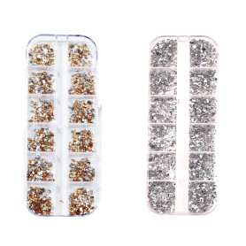 strass ongle nail art a coller 2000Pièces 2 Boîtes manucure Accessoires | Gems à Forme irrégulière deco strass pour Ongles Bijou