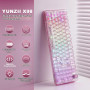 YUNZII X98 Clavier Mécanique Translucide avec Molette (Rose, Cristal) | Bluetooth5.0/2,4 Ghz sans Fil/USB-C Filaire, Switch Pré-
