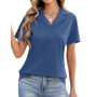Fashora Haut Femme Été Chemise Polo Manches Courtes Col en V Basique Léger Chemise Décontracté Casual Élégant pour Golf & Sport