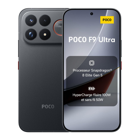 POCO F9 Ultra 5G, Smartphone 16+1 to, Noir, Batterie 8050 mAh, Charge 100 W | Snapdragon® 8 Elite Gen 5, VisionBoost D8, écran A